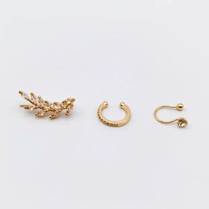 3PCS Copper Alloy Zircon Clip Earrings For Women Man Girl Boy