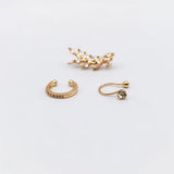 3PCS Copper Alloy Zircon Clip Earrings For Women Man Girl Boy