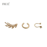 3PCS Copper Alloy Zircon Clip Earrings For Women Man Girl Boy