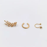 3PCS Copper Alloy Zircon Clip Earrings For Women Man Girl Boy