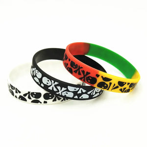 3PCS Casual Skull Silicone Wristband 3 Colors Sports Rubber Bracelets&Bangles