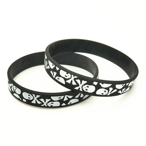 3PCS Casual Skull Silicone Wristband 3 Colors Sports Rubber Bracelets&Bangles