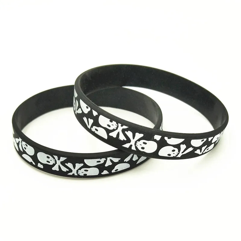 3PCS Casual Skull Silicone Wristband 3 Colors Sports Rubber Bracelets&Bangles