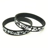 3PCS Casual Skull Silicone Wristband 3 Colors Sports Rubber Bracelets&Bangles