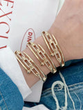 3PCS CZ Crystal Gold Women Bracelet Cuff Bangle Wedding Wristband