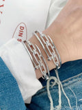 3PCS CZ Crystal Gold Women Bracelet Cuff Bangle Wedding Wristband