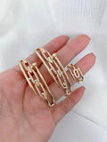 3PCS CZ Crystal Gold Women Bracelet Cuff Bangle Wedding Wristband