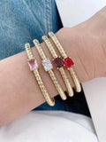 Square Zircon Bangle Cuff For Women Plated Crystal Zircon Bracelets