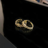 Butterfly Zircon Rings Set Women Stainless Steel Finger Charm Adjustable Ring