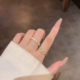 Butterfly Zircon Rings Set Women Stainless Steel Finger Charm Adjustable Ring