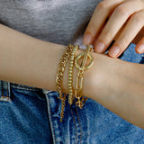 3PCS/Set Stainless Steel Paperclip Link Chain Bracelet for Women