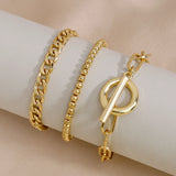 3PCS/Set Stainless Steel Paperclip Link Chain Bracelet for Women