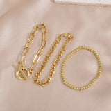 3PCS/Set Stainless Steel Paperclip Link Chain Bracelet for Women