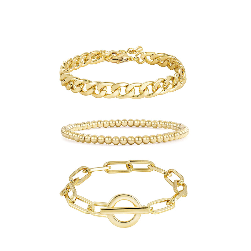 3PCS/Set Stainless Steel Paperclip Link Chain Bracelet for Women
