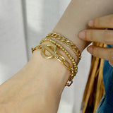 3PCS/Set Stainless Steel Paperclip Link Chain Bracelet for Women