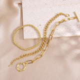 3PCS/Set Stainless Steel Paperclip Link Chain Bracelet for Women