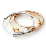 3PCS Stainless Steel Cable Wire Bangles For Women