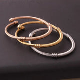 3PCS Stainless Steel Cable Wire Bangles For Women