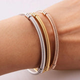 3PCS Stainless Steel Cable Wire Bangles For Women