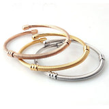 3PCS Stainless Steel Cable Wire Bangles For Women