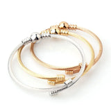 3PCS Stainless Steel Wire Bangles Adjustable Bracelets for Women