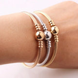3PCS Stainless Steel Wire Bangles Adjustable Bracelets for Women
