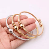 3PCS Stainless Steel Wire Bangles Adjustable Bracelets for Women