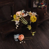 3PCS Women Hair Clips Hanfu Flower Hairpin Set