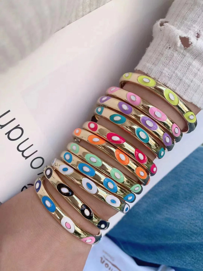 3PCS Colorful Enamel Women Bangle Bracelet Jewelry