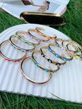 3PCS Colorful Enamel Women Bangle Bracelet Jewelry