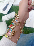 3PCS Colorful Enamel Women Bangle Bracelet Jewelry