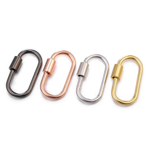 3PCS Solid Copper Oval Screw Carabiner Lock Interlocking Clasp