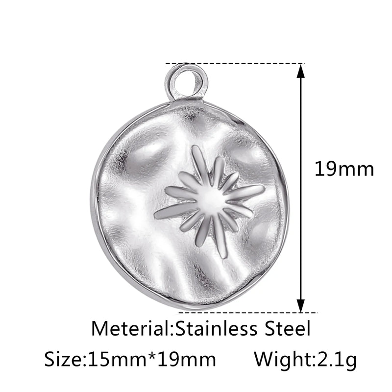 3PCS Stainless Steel Sun Pendant Charms For DIY Jewelry