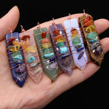 3PCS Sword Shape Natural Stone Pendant Set