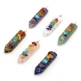 3PCS Sword Shape Natural Stone Pendant Set