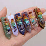 3PCS Sword Shape Natural Stone Pendant Set