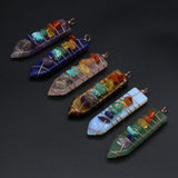 3PCS Sword Shape Natural Stone Pendant Set