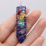 3PCS Sword Shape Natural Stone Pendant Set