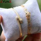 European American Animals Snake Leopard Head Open Bracelet