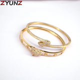 European American Animals Snake Leopard Head Open Bracelet