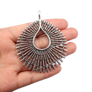 3PCS Tibetan Silver Hollow Water Drop Charms Pendants 67X55.5