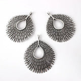 3PCS Tibetan Silver Hollow Water Drop Charms Pendants 67X55.5