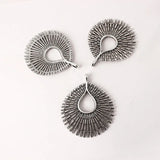 3PCS Tibetan Silver Hollow Water Drop Charms Pendants 67X55.5
