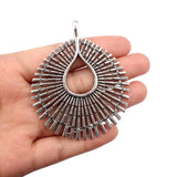 3PCS Tibetan Silver Hollow Water Drop Charms Pendants 67X55.5