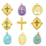 3PCS Titanium Steel Gemstone Star Cross Pendant Diy Jewelry