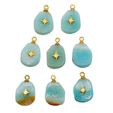 3PCS Titanium Steel Gemstone Star Cross Pendant Diy Jewelry