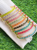 Colorful Enamel Triangle Pattern Bangle Bracelets Set
