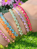 Colorful Enamel Triangle Pattern Bangle Bracelets Set