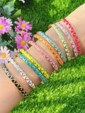 Colorful Enamel Triangle Pattern Bangle Bracelets Set