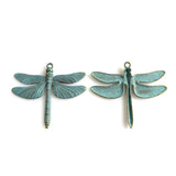 3PCS Patina Dragonfly Charms Pendants 63x72mm
